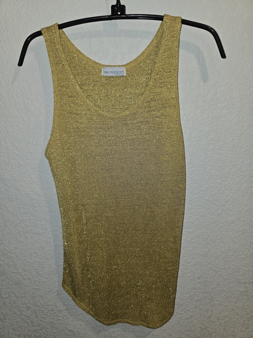 Vintage Lew Magram Metallic Gold Shimmer Knit Tank Top - Size Medium